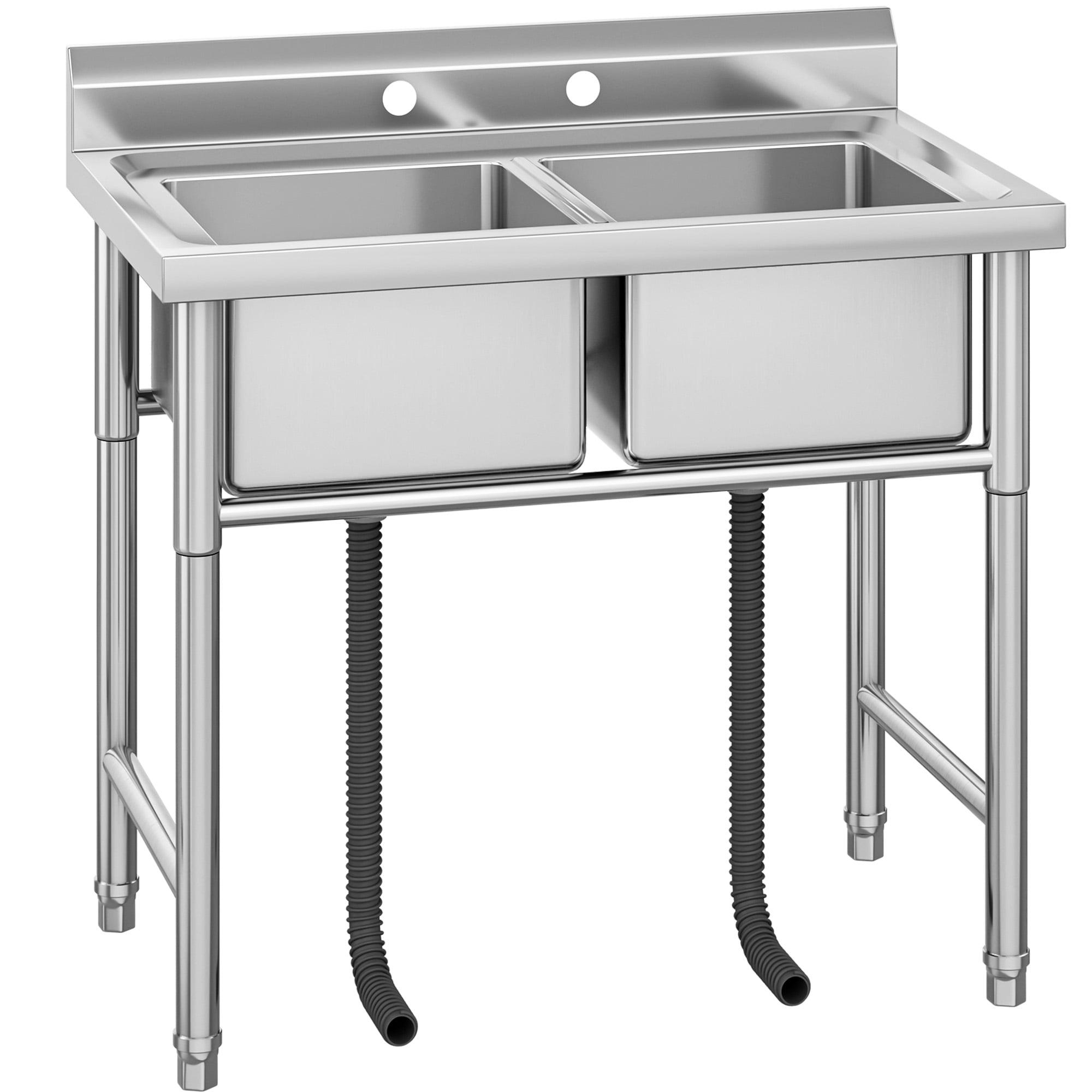 Stainless Steel Sink, Commercial Kitchen Prep & Utility Sink Free Standing Restaurant Laundry Garage Bar Workshop