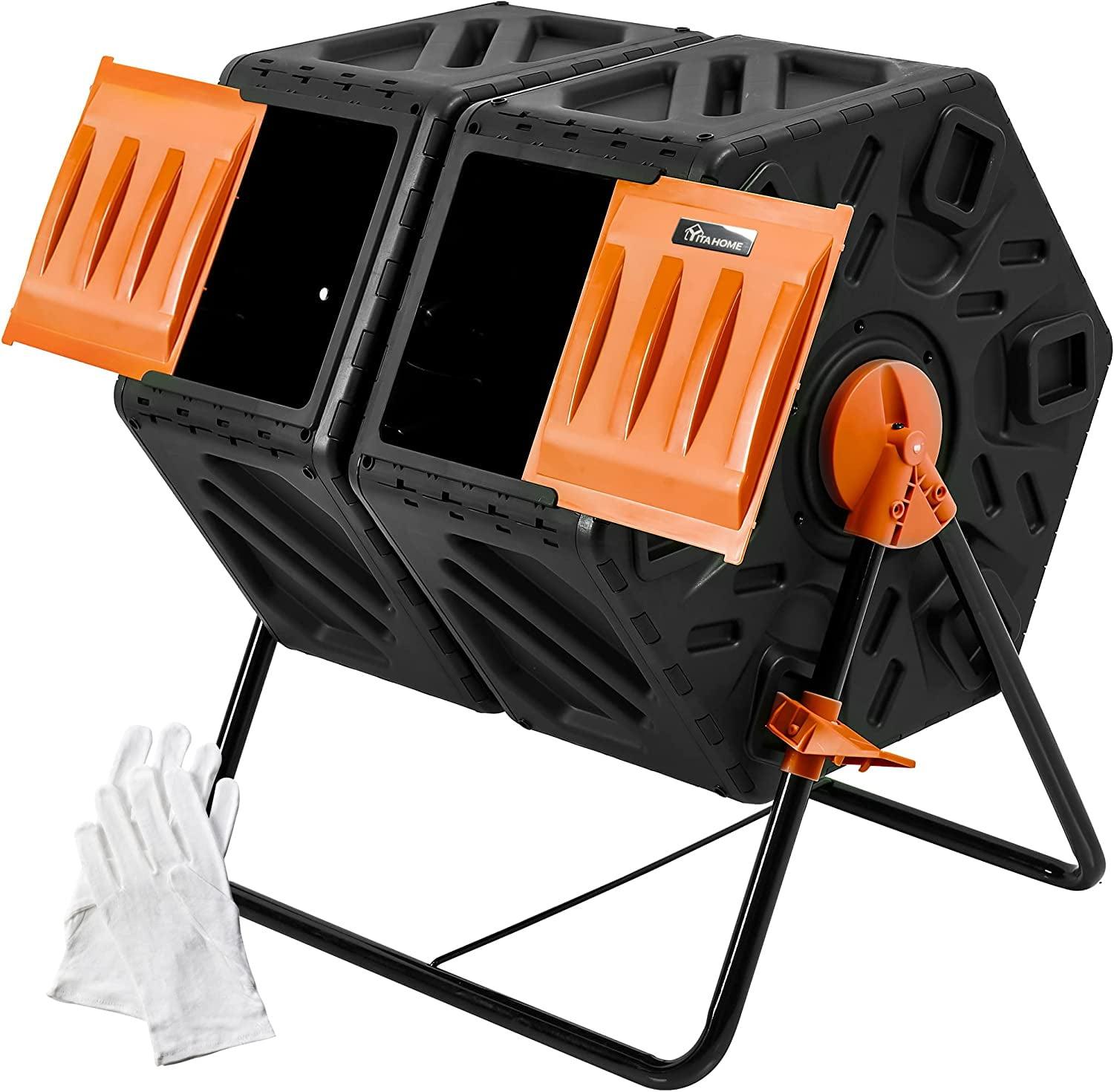 YITAHOME 34 Gal. Large Outdoor Dual Chamber Tumbler Composter