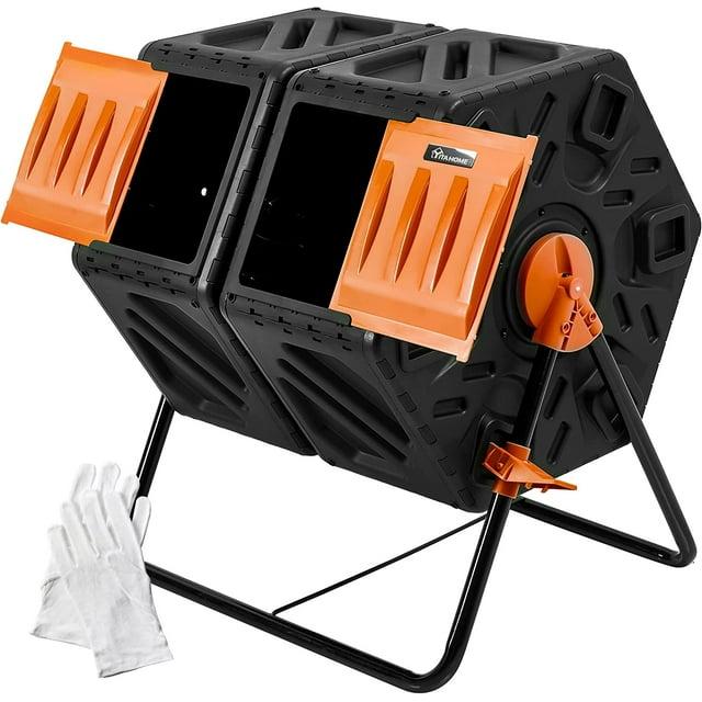 YITAHOME 34 Gal. Large Outdoor Dual Chamber Tumbler Composter