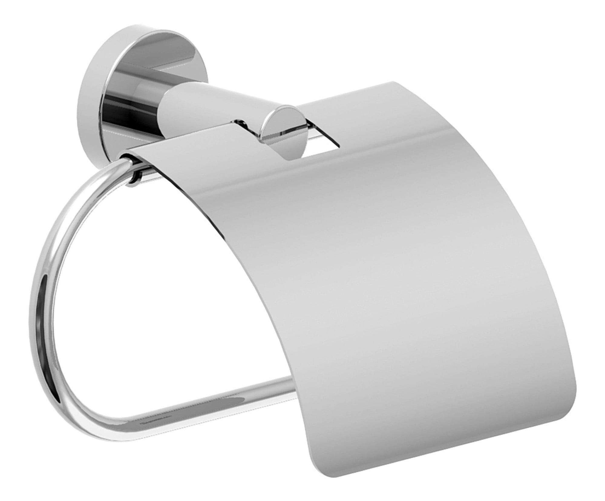 Polished Chrome Wall-Mounted Toilet Paper Holder with Cover