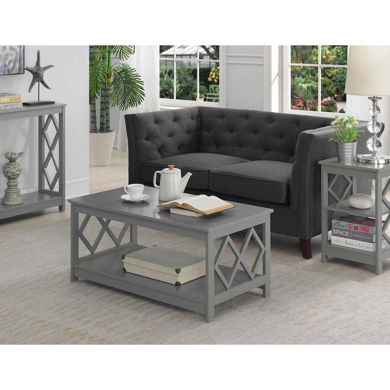 Contemporary Diamond-Cut 40" Gray Melamine Coffee Table