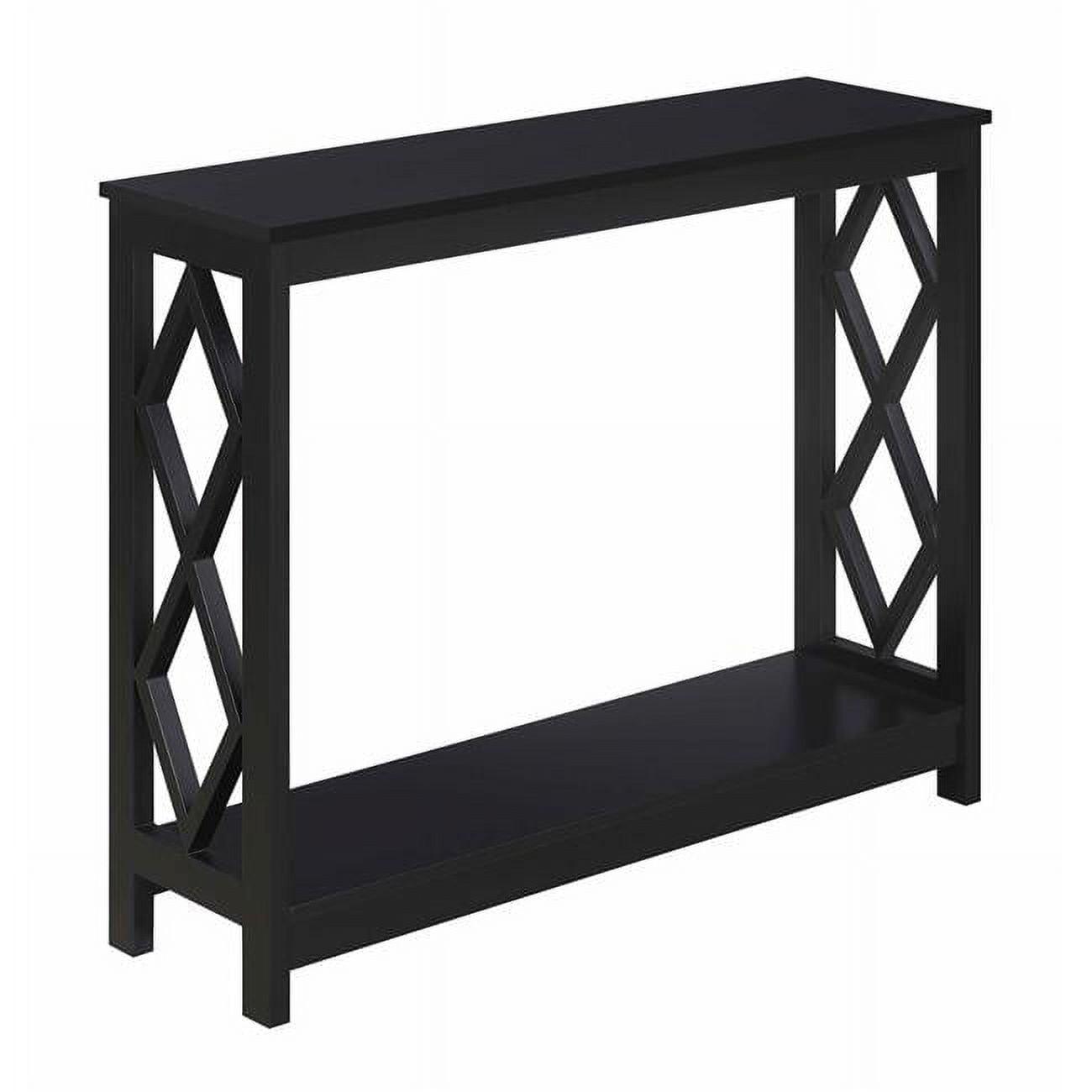 Convenience Concepts Diamond Console Table with Shelf, Black Wood Finish