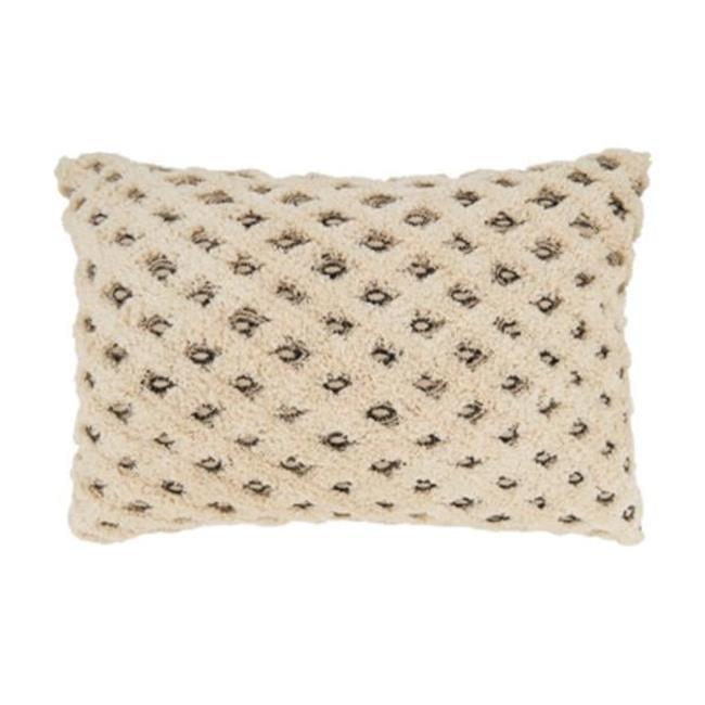 Natural Diamond Tufted Cotton Throw Pillow, 20" Square