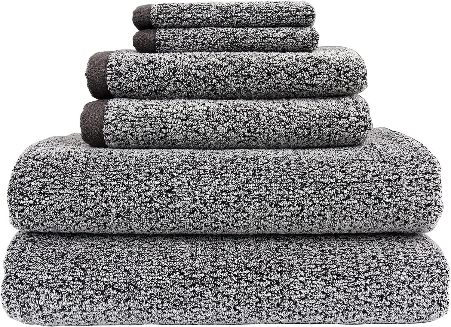 Everplush Grey Oversized Cotton Microfiber 6-Piece Towel Set