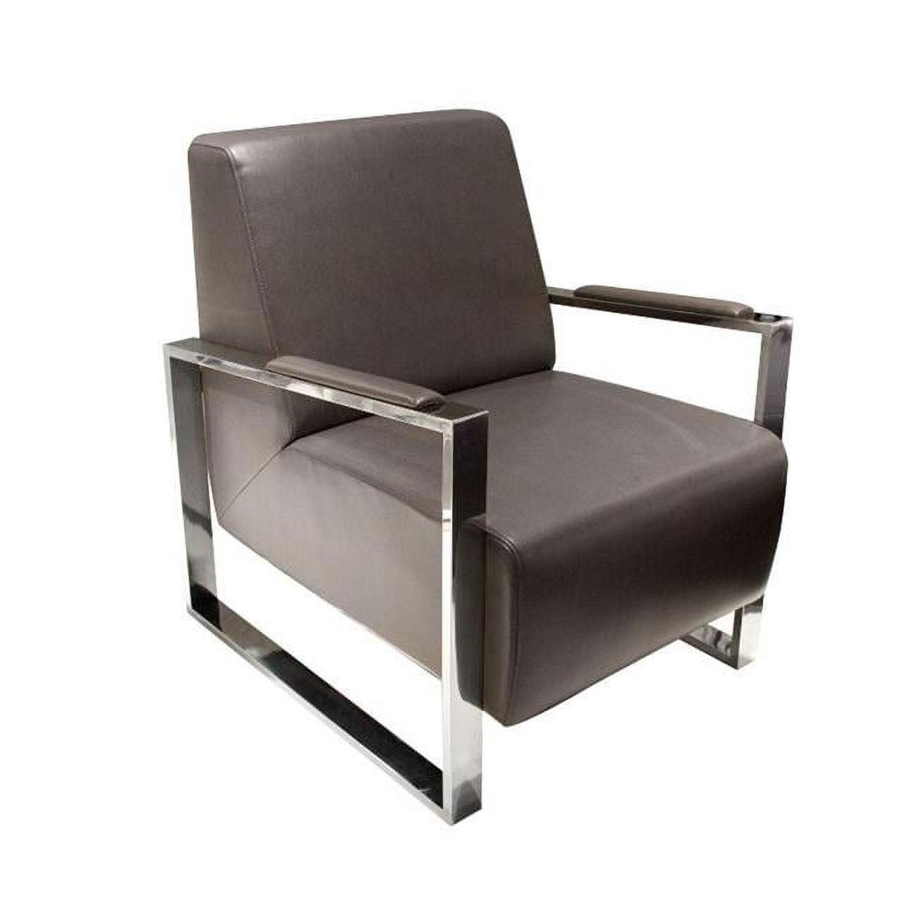 Elephant Grey Bonded Leather Modern Accent Chair with Stainless Steel Frame