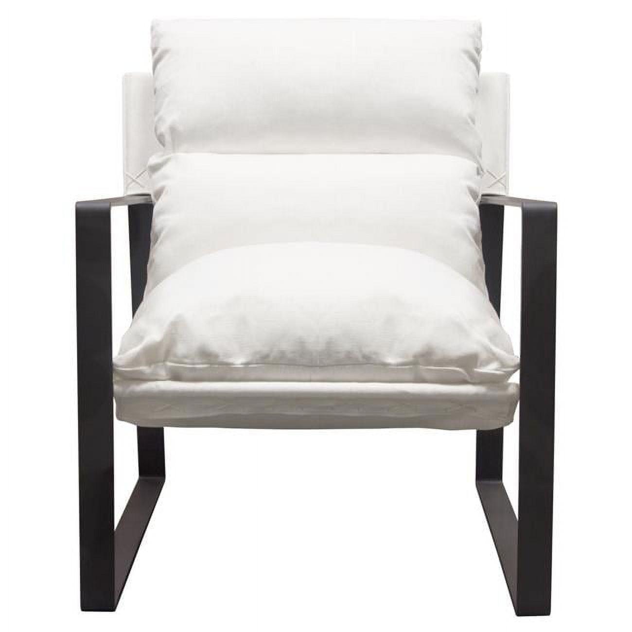 Diamond Sofa  Miller Sling Accent Chair with Black Powder Coated Metal Frame, White Linen Fabric