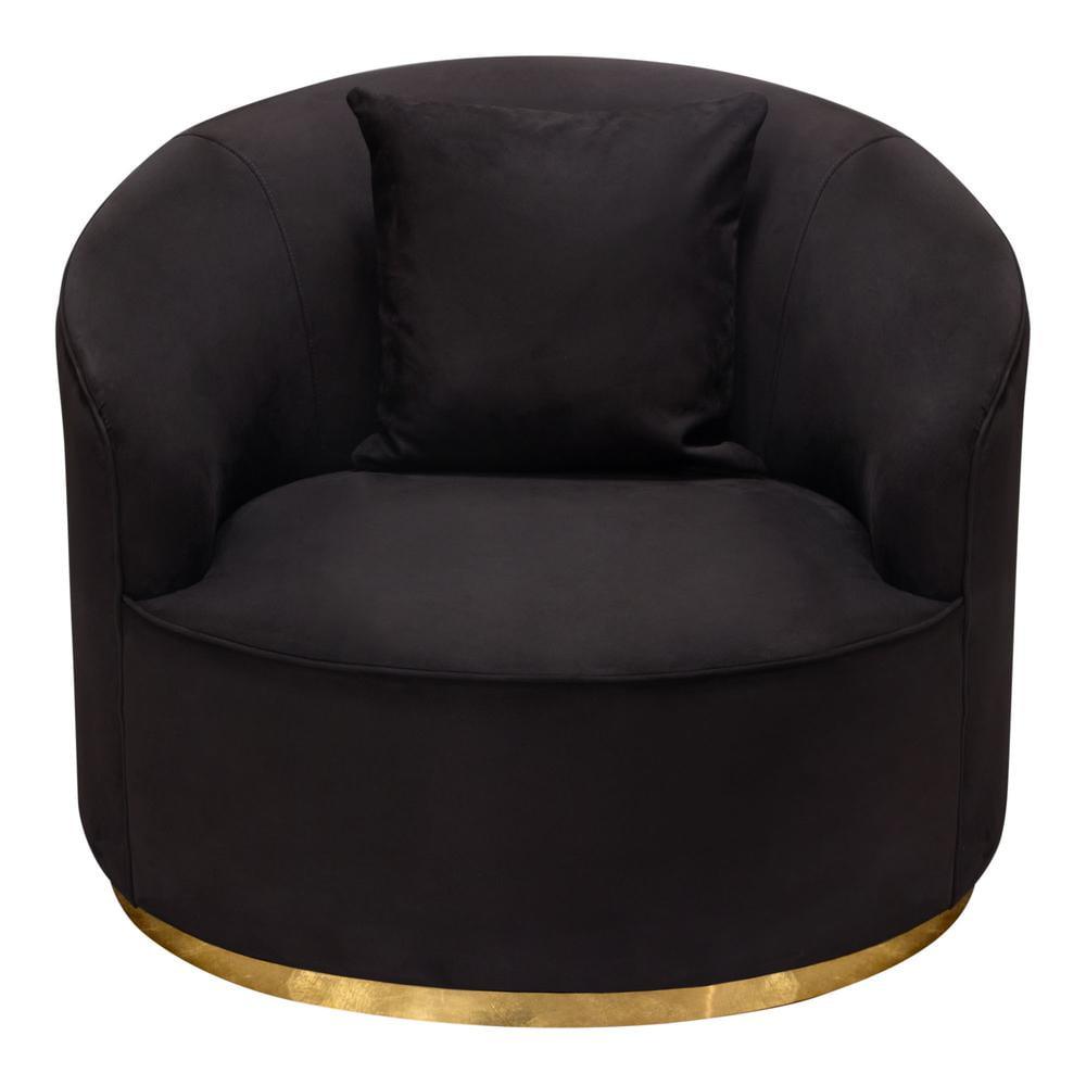 Black Suede Velvet Chair with Brushed Gold Trim