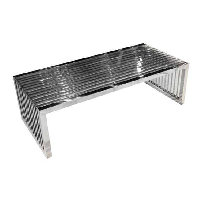 Soho Elegance Stainless Steel Rectangular Coffee Table with Glass Top