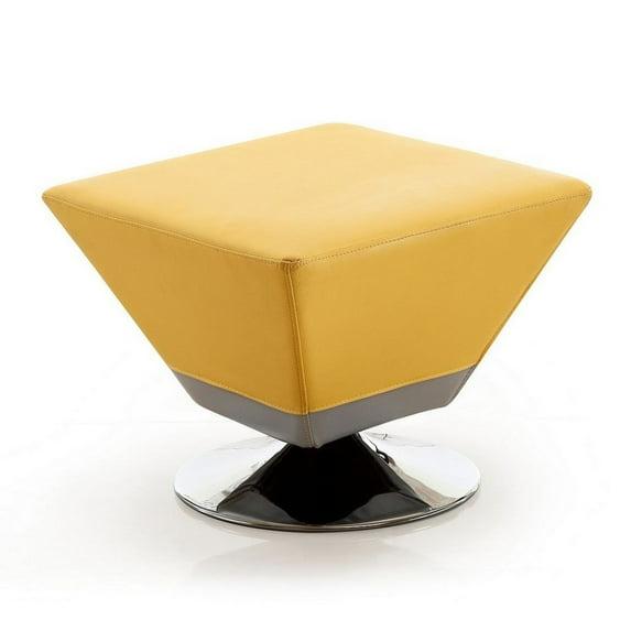 Diamond Swivel Ottoman Yellow - Manhattan Comfort: Faux Leather Upholstered, Metal Frame, No Assembly Required
