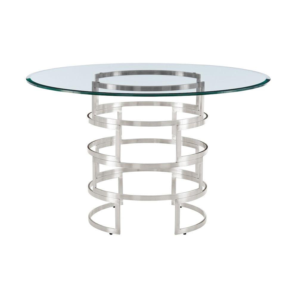 Armen Living Diaz Round Glass Dining Table