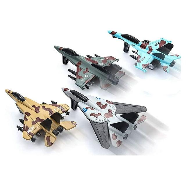 4PCS Diecast Fighter Jets Pullback Airplane Toys Military Plane Fighter Toys Alloy Mini Air Force Kids Playset Birthday Xmas Gifts for Boys and Girls
