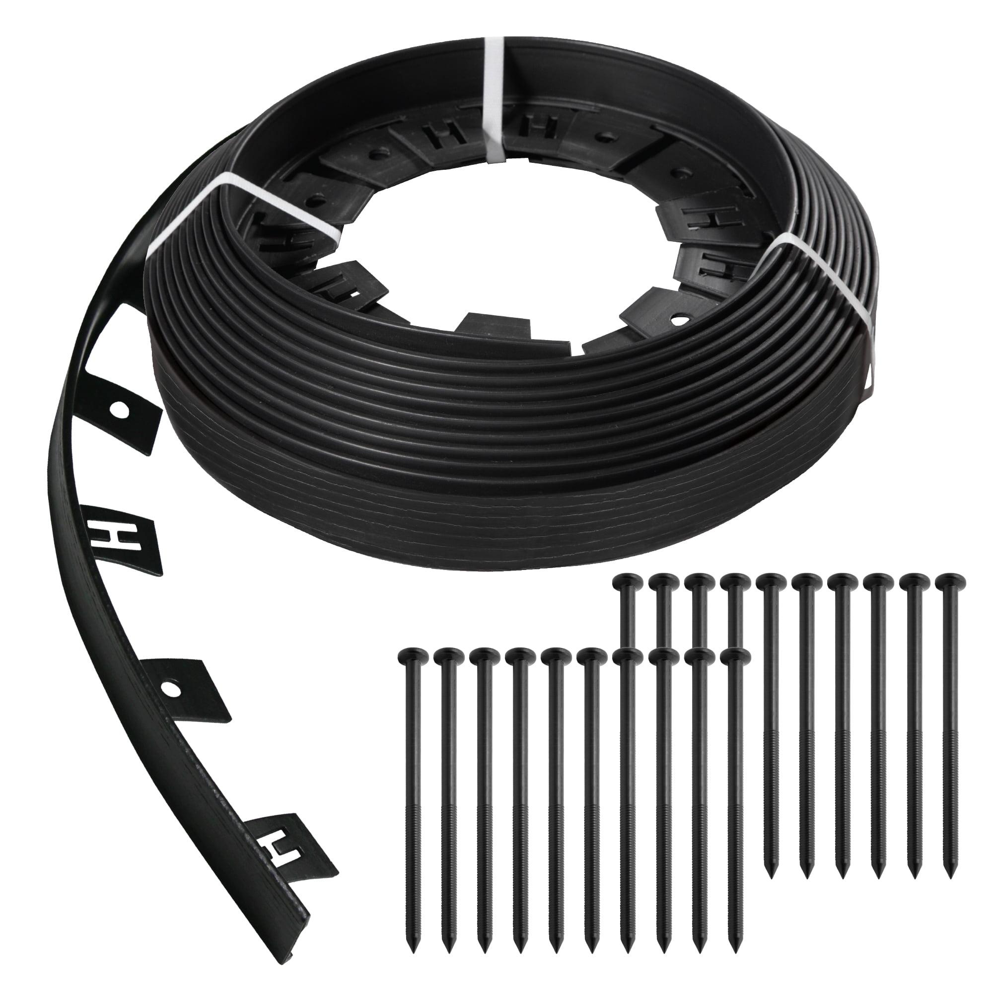 Black Plastic Dig-Free 50 ft. Landscape Edging Kit with Stakes