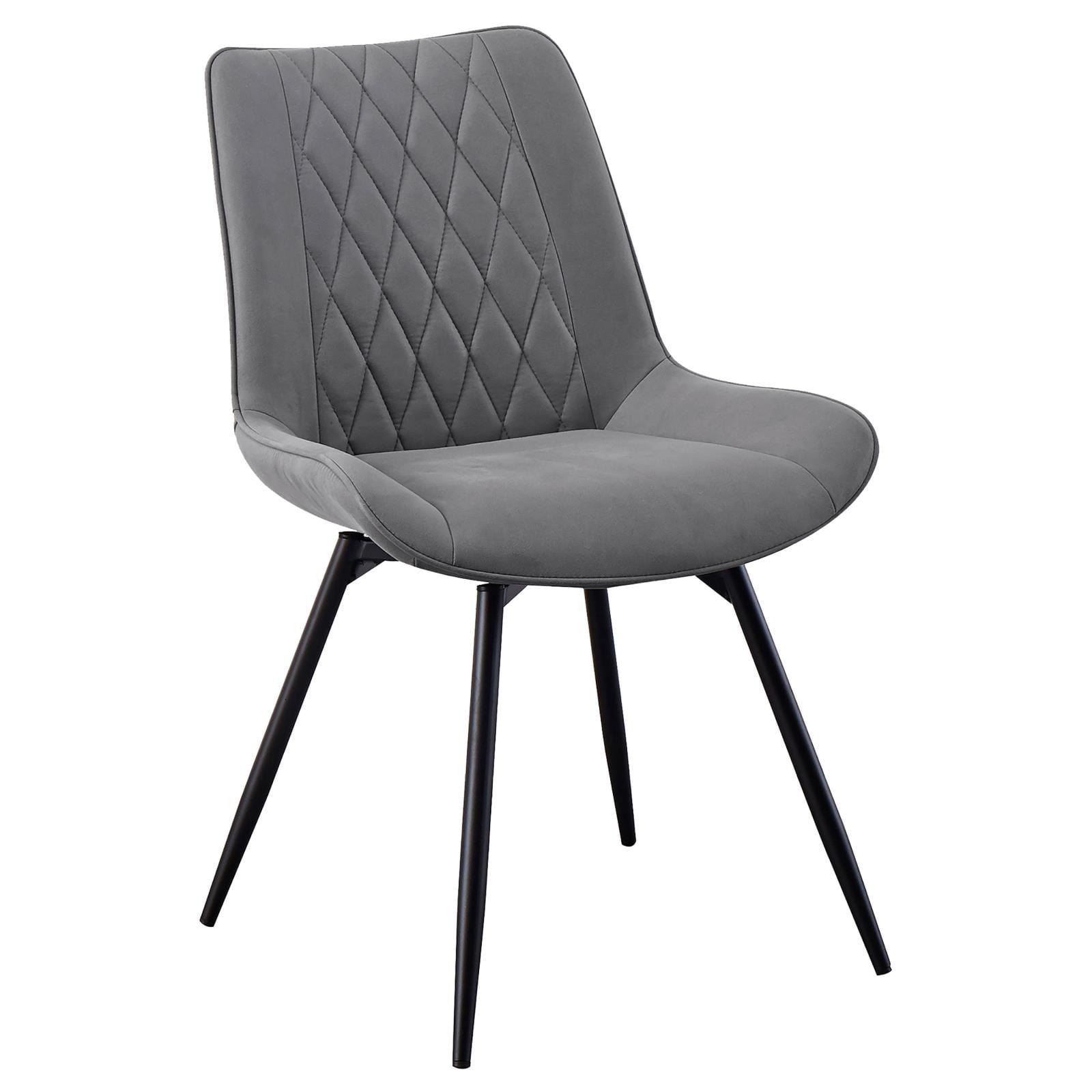 Gray Faux Leather Swivel Dining Chair with Metal Legs