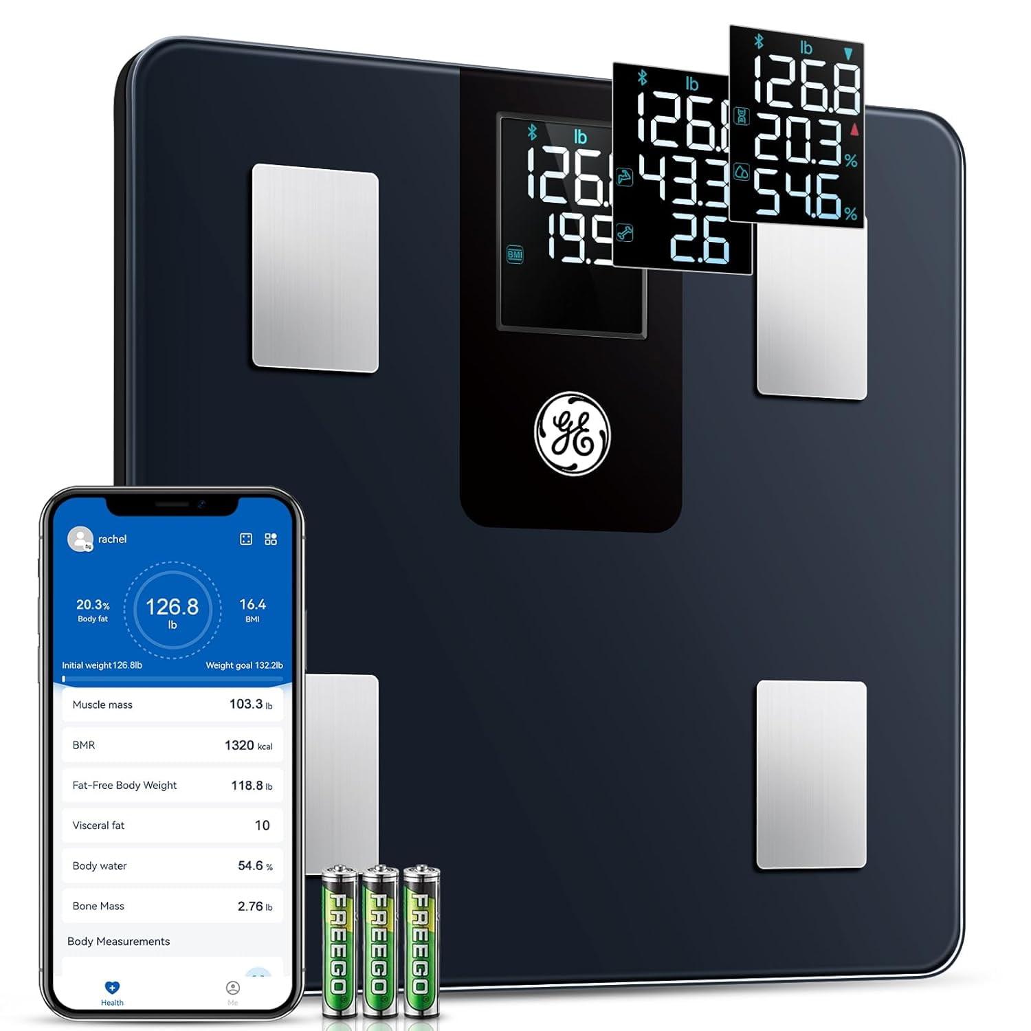MODERN WALLS LLC Smart Scale For Body Weight And Fat Percentage With All-In-One LCD Display, Digital Bathroom Weight Scales Bluetooth Body Composition Analyzer, Accurate Weighing, 396 Lbs