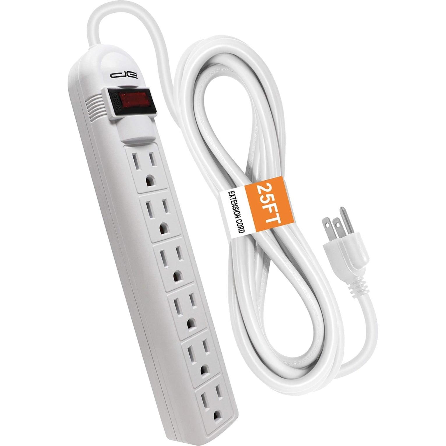Digital Energy® 6-Outlet Surge Protector Power Strip (25 Ft.; White)