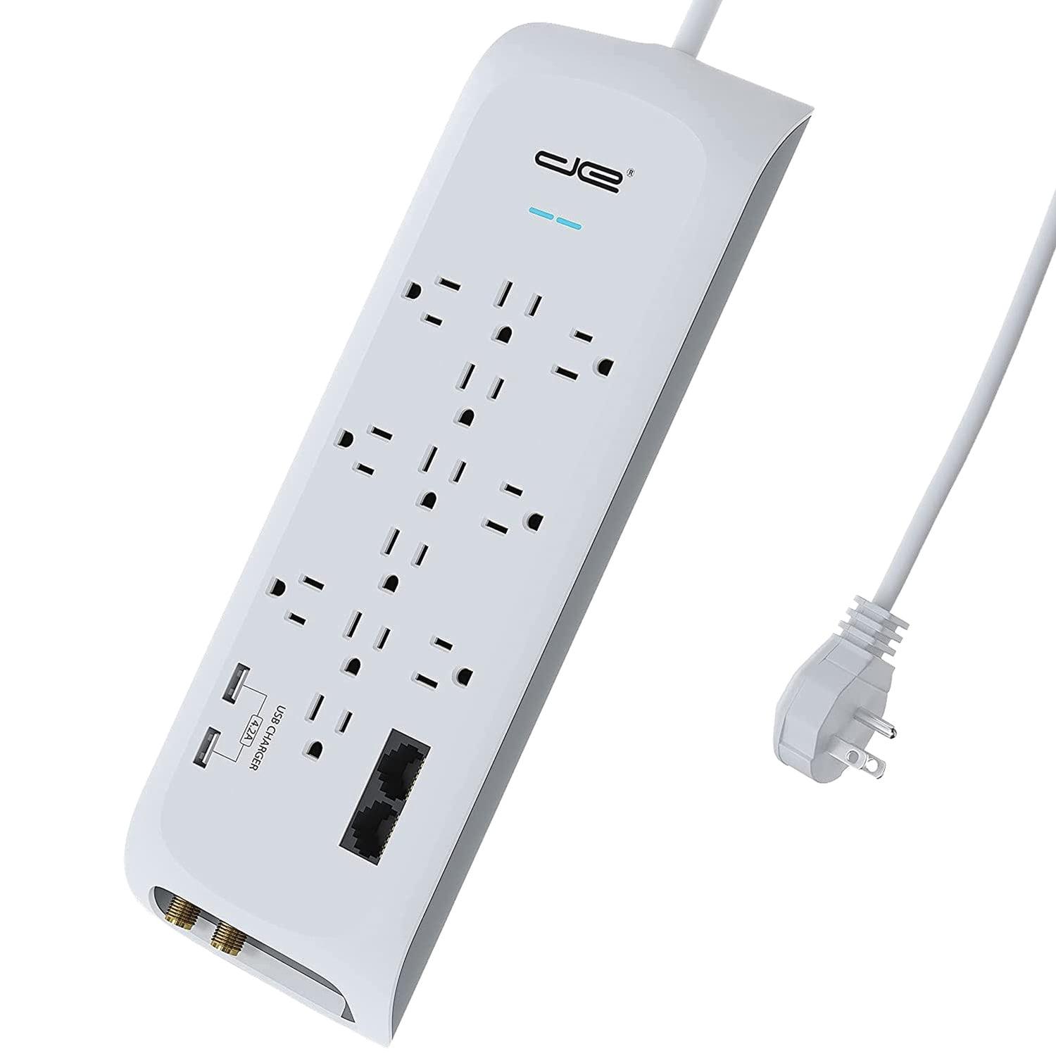 Digital Energy® 12-Outlet Surge Protector Power Strip with 2 USB Ports (6 Ft.) in White