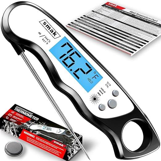 Digital Instant Read Meat Thermometer – Waterproof Kitchen Food Cooking Thermometer with Backlight LCD – Best Ultra-Fast Electric Meat Thermometer Probe for BBQ Smoker Roasting Turkey,Dark Still