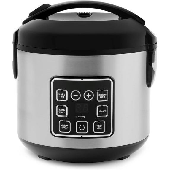 Digital Rice Cooker, 4-Cup (Uncooked) / 8-Cup (Cooked), Steamer, Grain Cooker, Multicooker, 2 Qt, Stainless Steel Exterior, ARC-914SBD