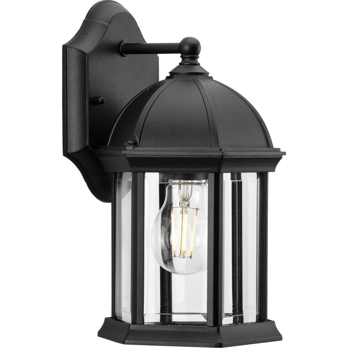 Dillard Black and Bronze Outdoor Wall Lantern with Clear Glass