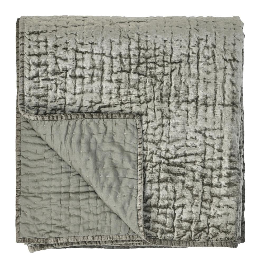 Dimitry 100% Rayon Velvet Sage Green Queen Quilt by Kosas Home