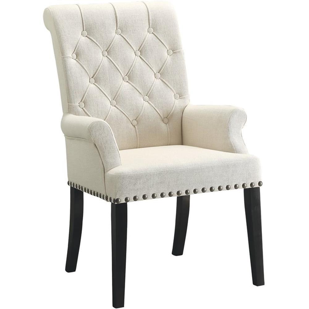 Alana Tufted Back Upholstered Arm Chair Beige