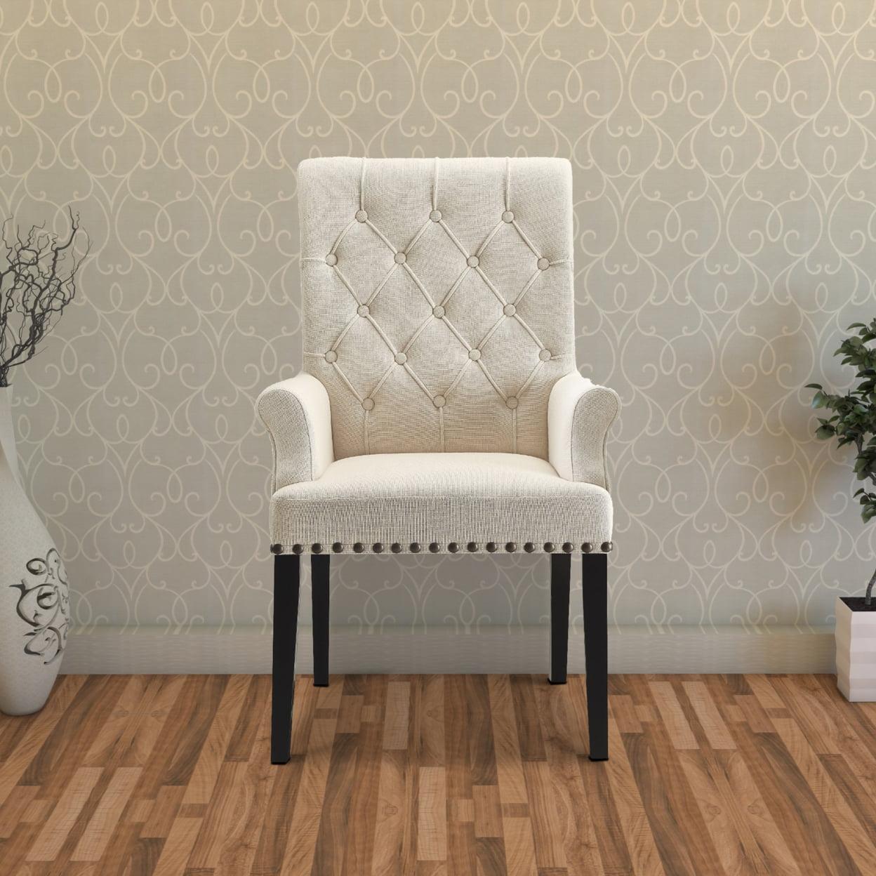 Alana Tufted Back Upholstered Arm Chair Beige