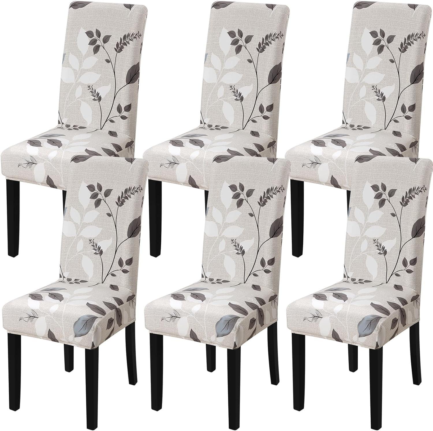 Dining Chair Covers Set of 6 Stretch Floral Dining Chair Slipcovers for Parson Chairs 6 Pack Washable Removable，(6,#16)