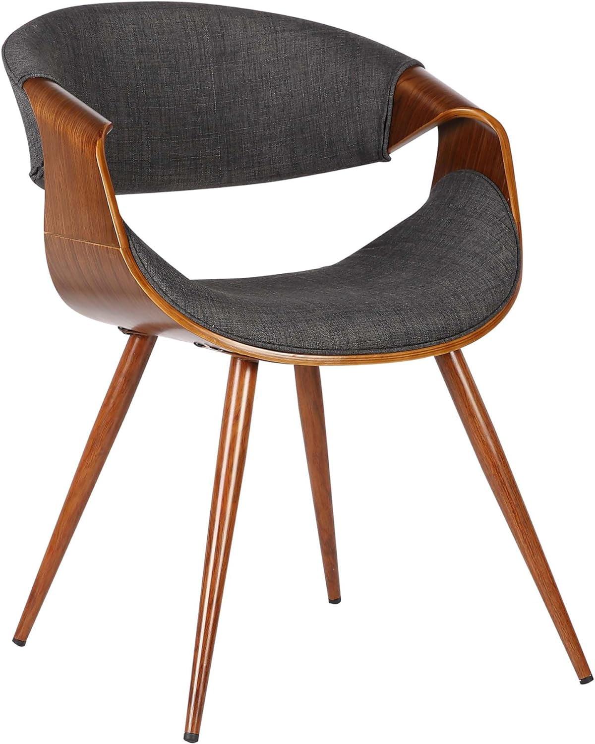 Charcoal Upholstered Walnut Wood Mid-Century Side Chair