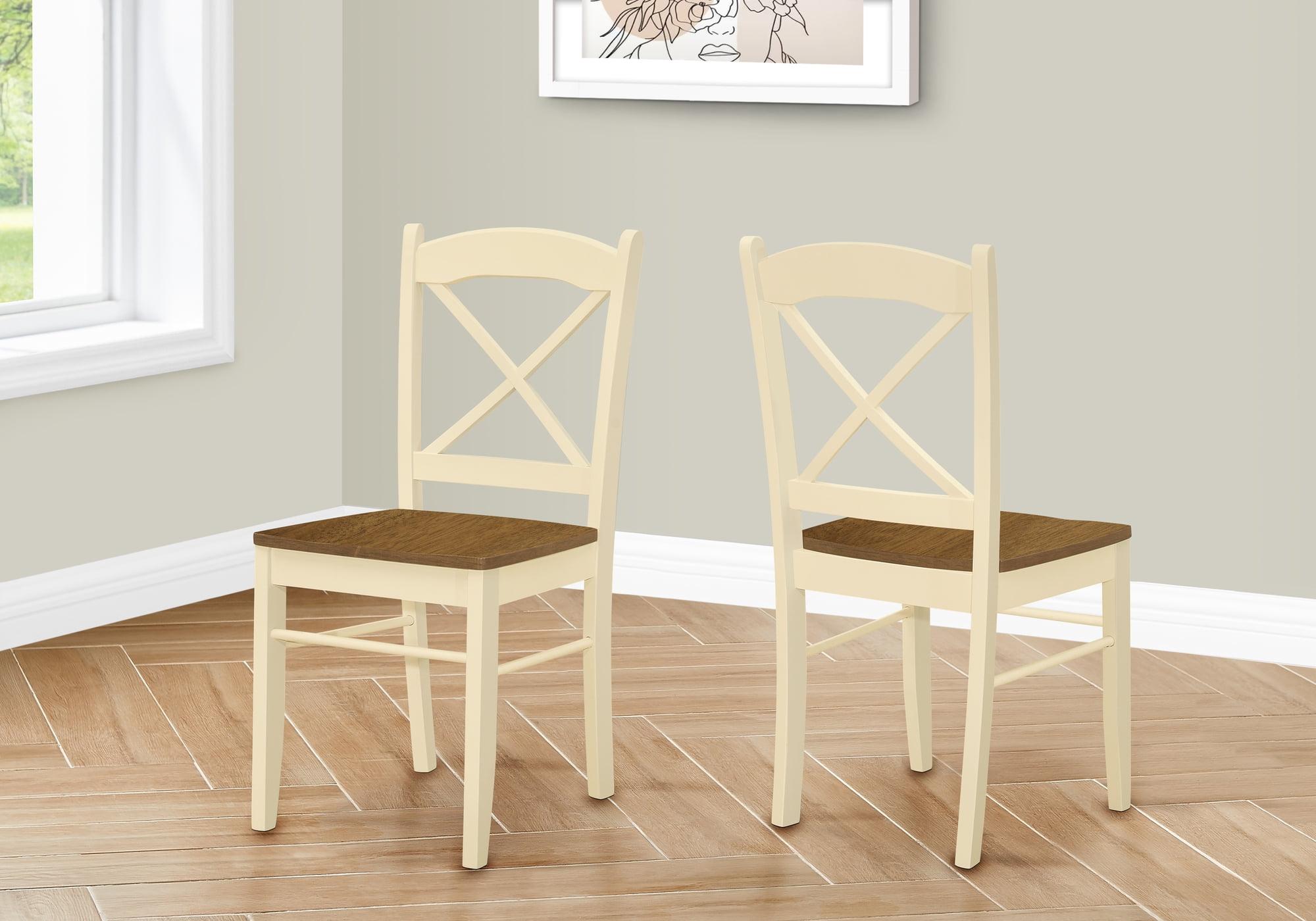 Monarch Specialties Dining Chair Set Of 2 Side Kitchen Dining Room Oak And Cream Wood Legs Transitional