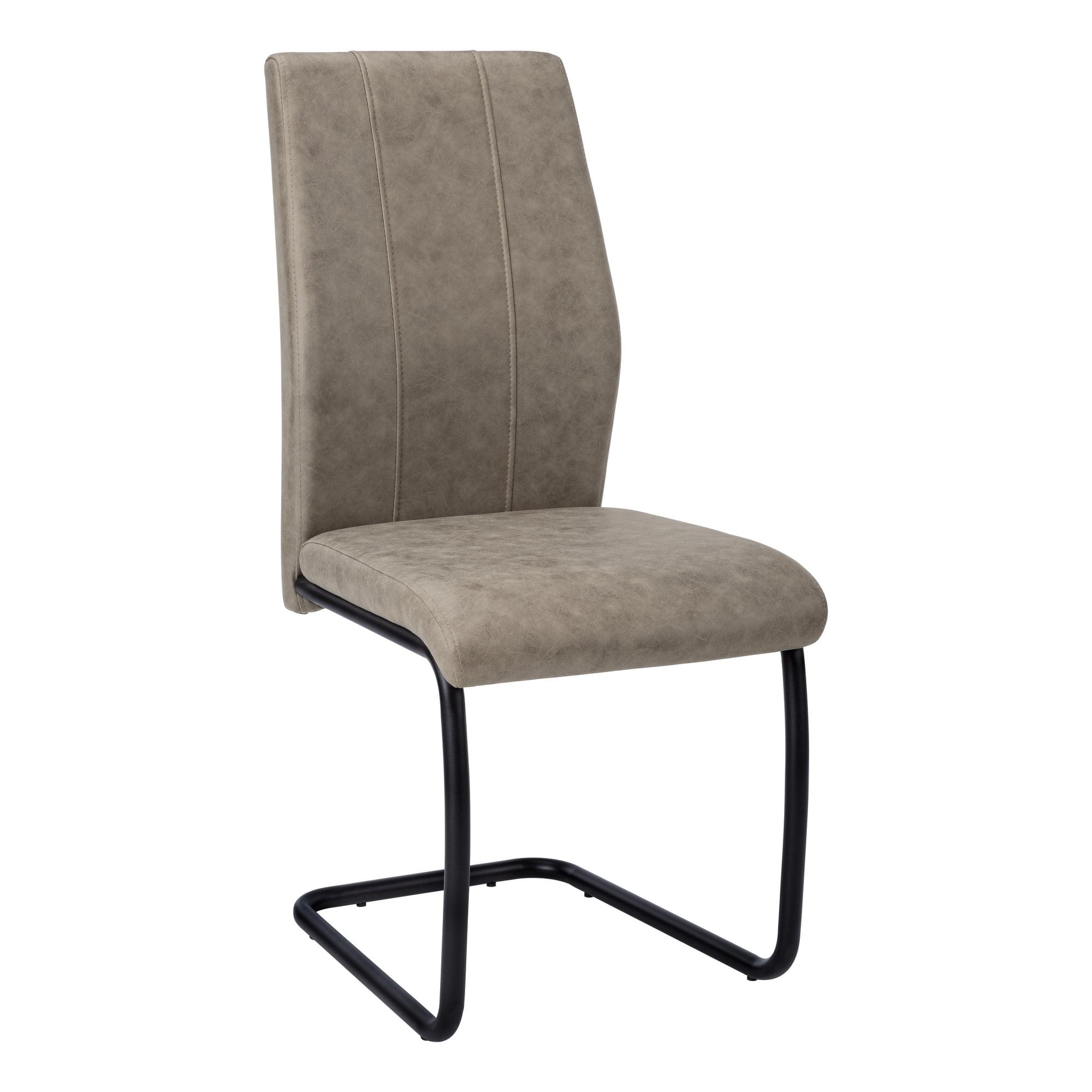 Taupe Faux Leather Upholstered Dining Chair Set with Black Metal Frame