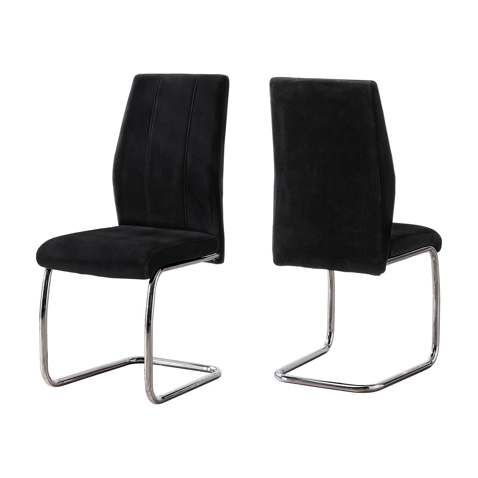 Modern Luxe Black Velvet Upholstered Side Chair with Chrome Metal Base