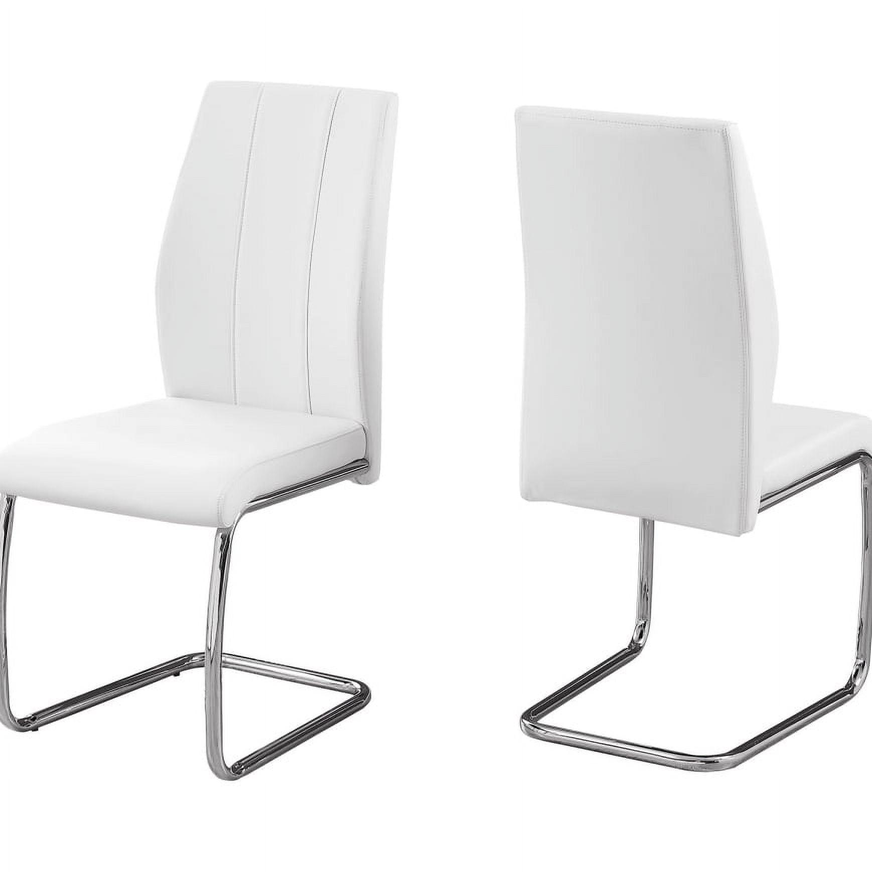 Modern High-Back White Faux Leather Side Chair with Chrome Base