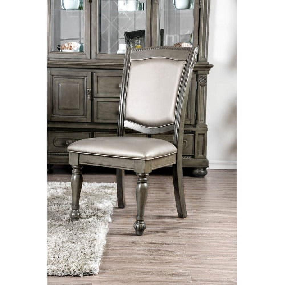 Gray Leatherette Upholstered Wood Side Chair Set