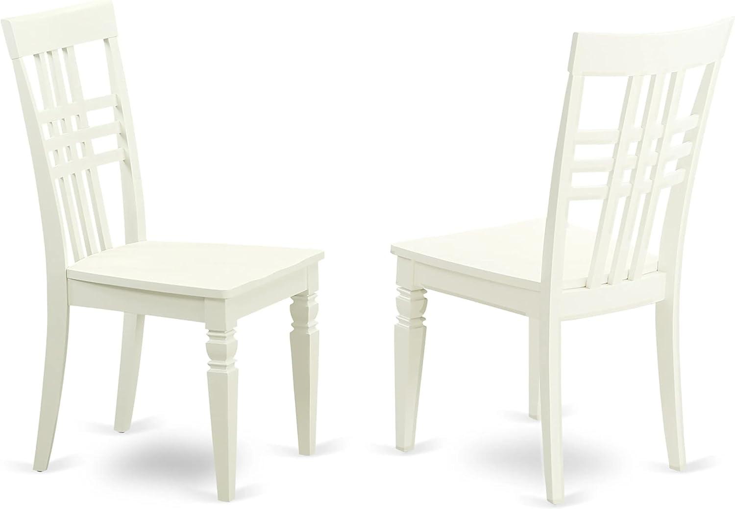 East West Furniture Logan 11" Wood Dining Chairs in Linen White (Set of 2)