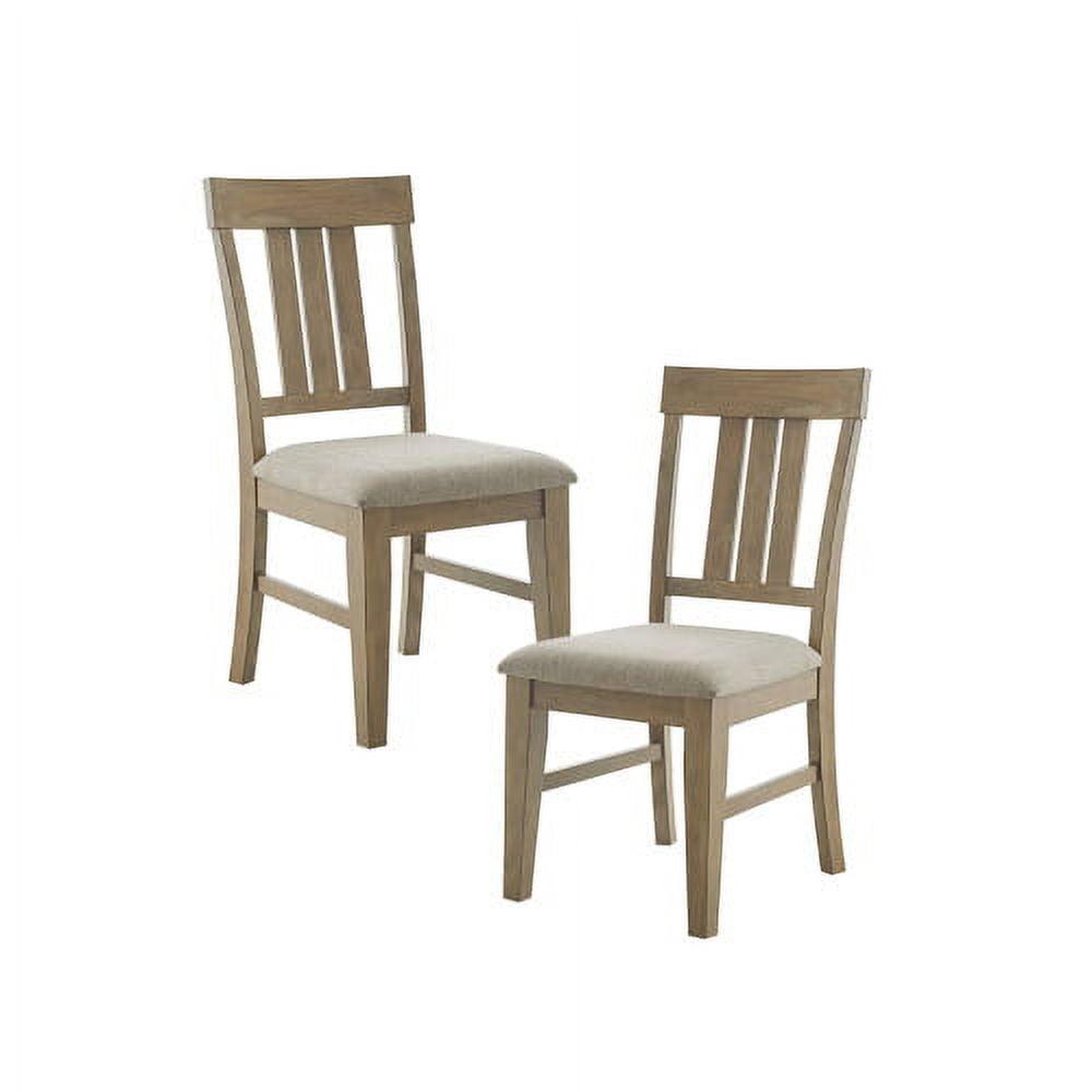 Gray Upholstered Linen Side Chair with Pinewood Frame, Set of 2