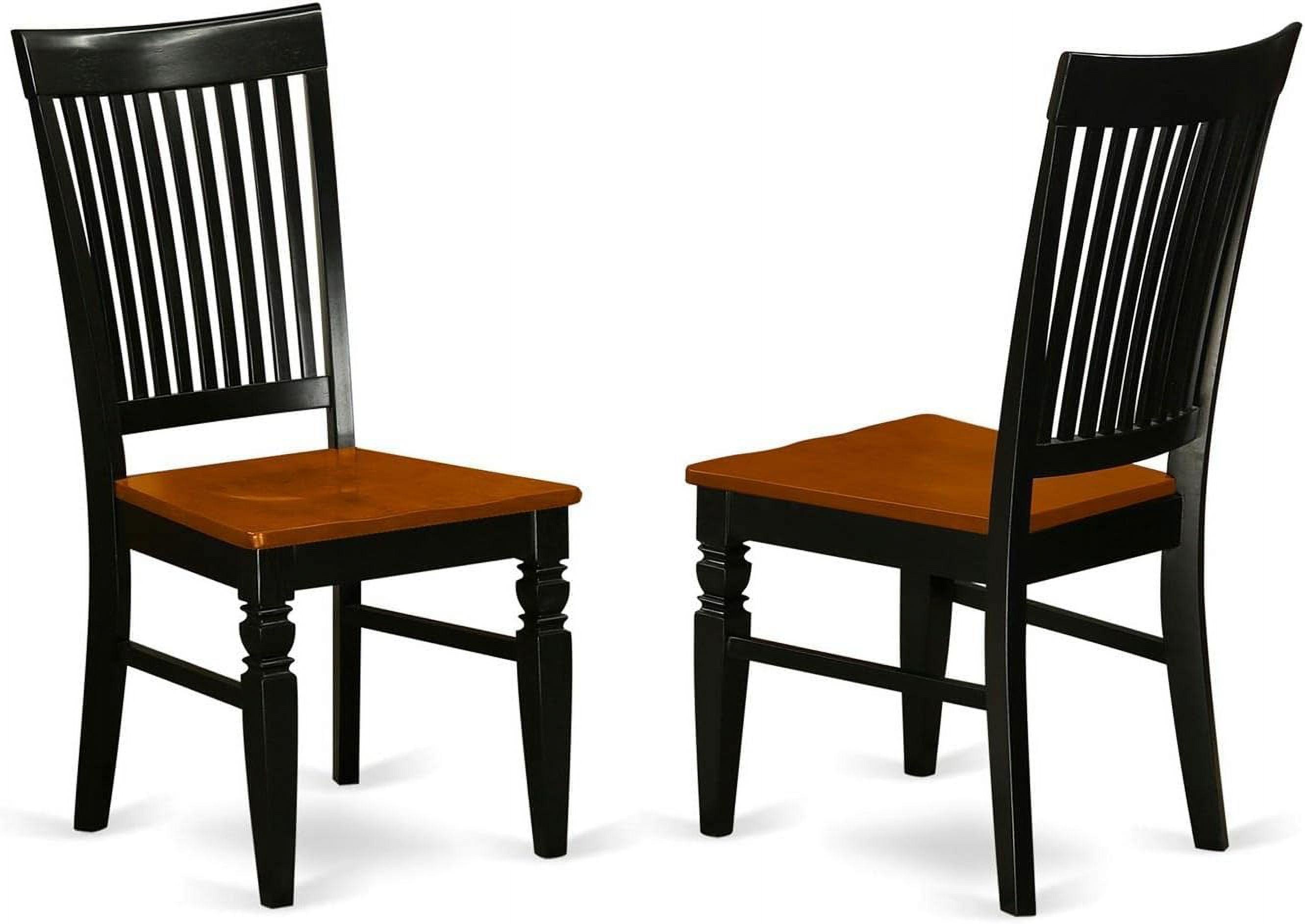 East West Furniture Weston 10" Wood Dining Chairs in Black/Cherry (Set of 2)