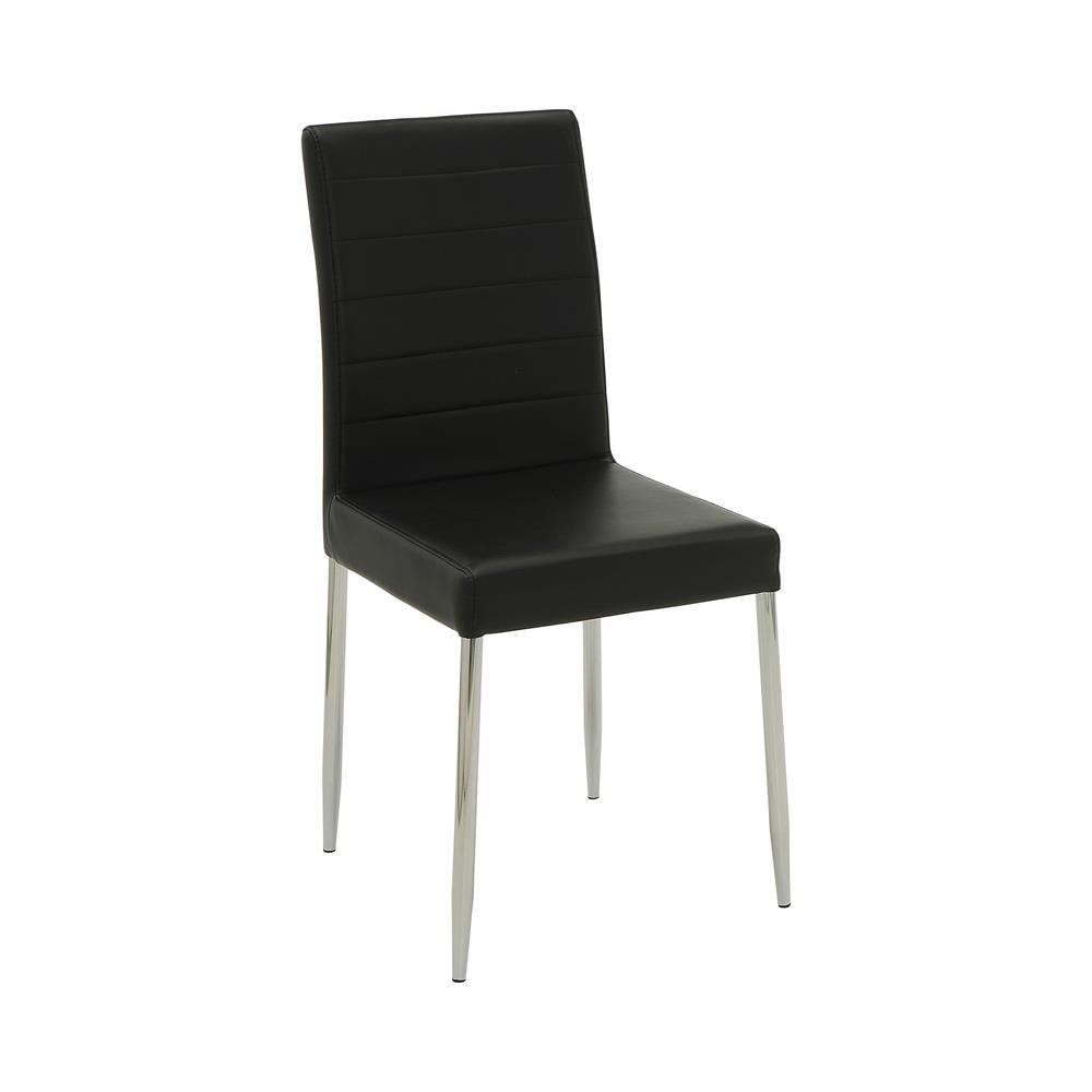 Black Faux Leather Upholstered Side Chair with Chrome Legs