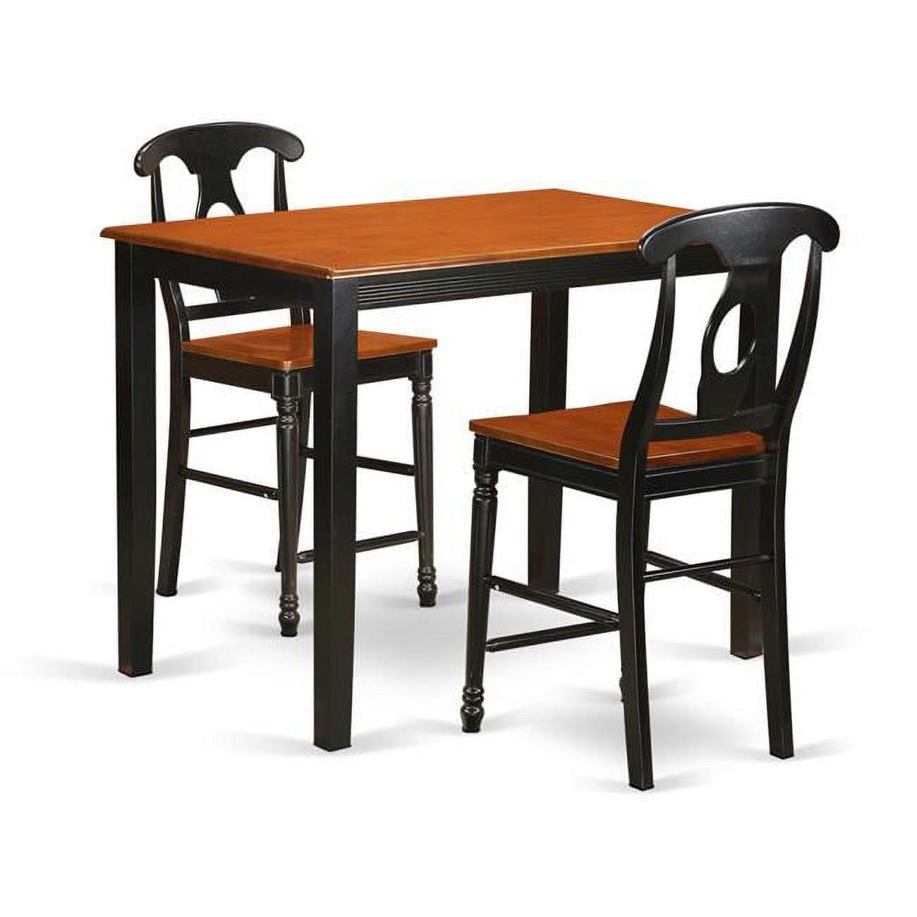 Black & Cherry Square Pub Table Set with Slatted Wood Chairs