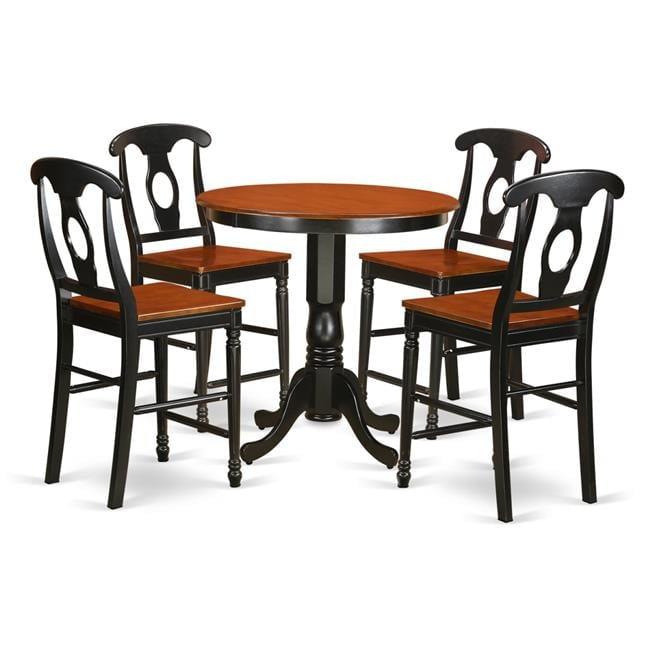 Black and Cherry Round Counter Height Dining Set with 4 Chairs