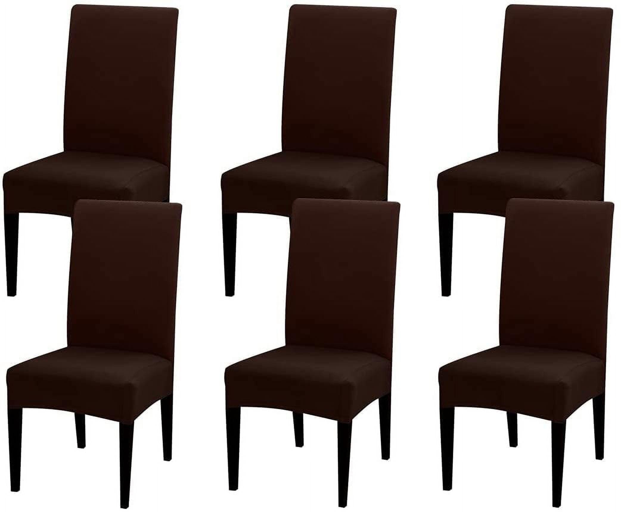 Dining Room Chair Covers Slipcovers Set of 4, Spandex Super Fit Stretch Removable Washable Kitchen Parsons Chair Covers Protector(coffee color1)