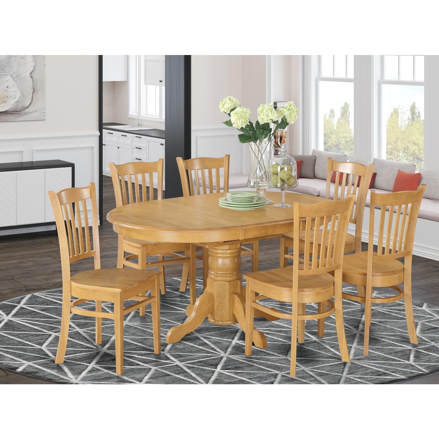 Oak Oval Dining Table Set with 6 Chairs