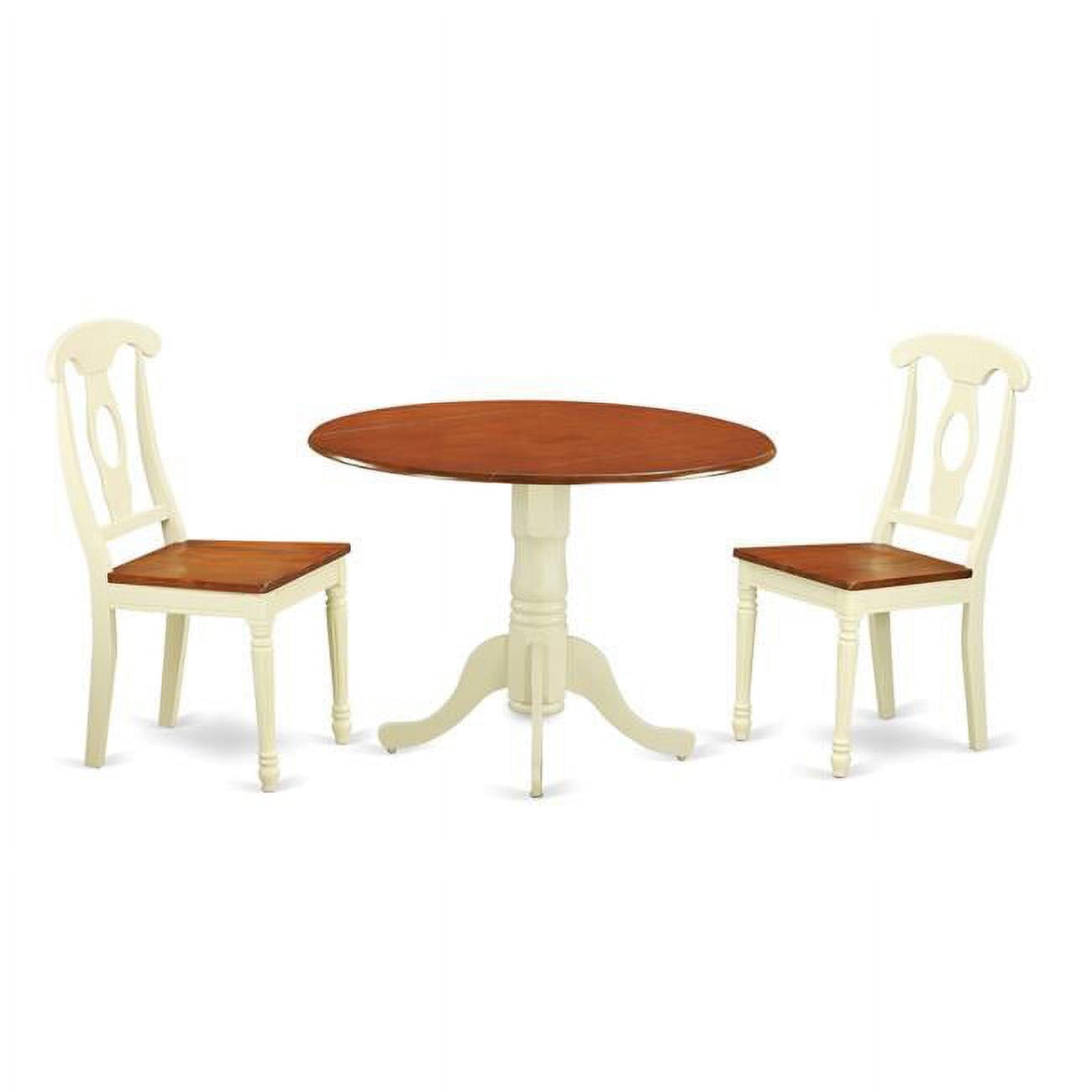 Dining Set - Table & 2 Chairs, Buttermilk & Cherry - 3 Piece