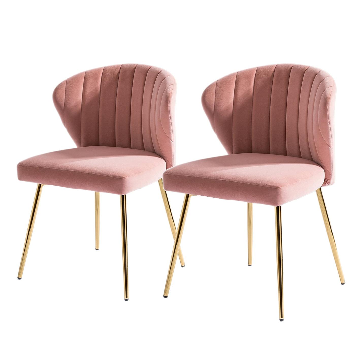 Pink Velvet Upholstered Low Side Chair with Metal Legs