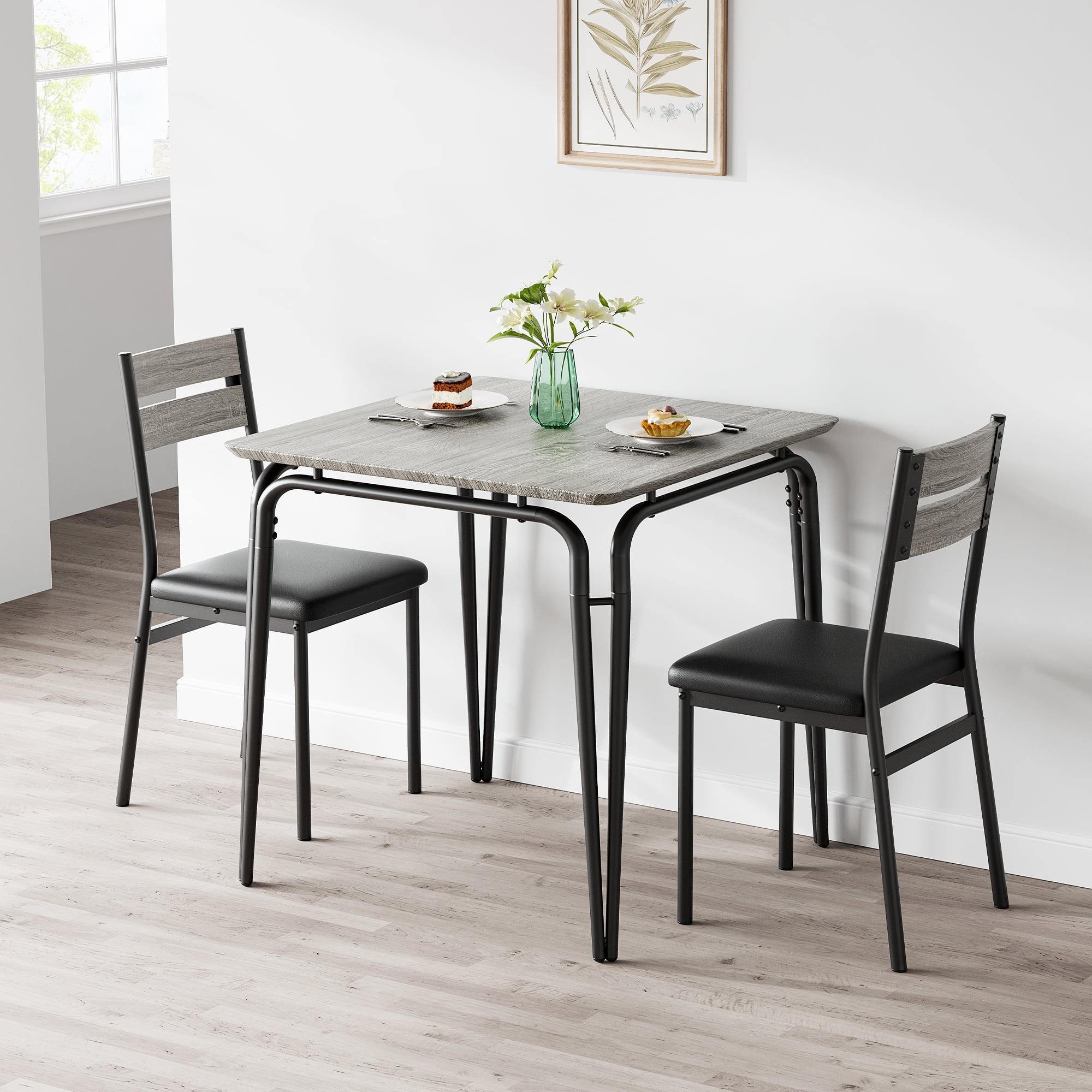 Small Kitchen Table for 2,Table and Chairs Set of 2, Dinette Set for 2, Square Dinner Table Set, 3 Piece Kitchen & Dining Room Sets for Small Space, Apartment, Home Office