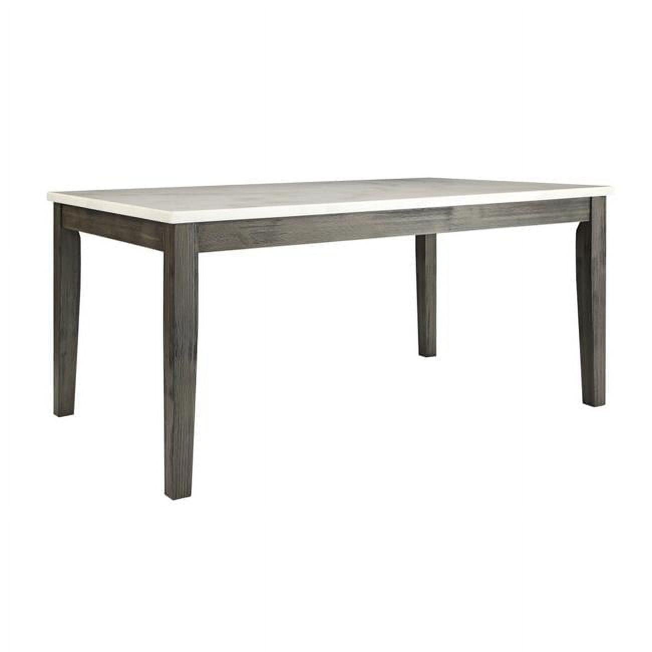 64" X 38" X 30" White Marble And Gray Oak Dining Table