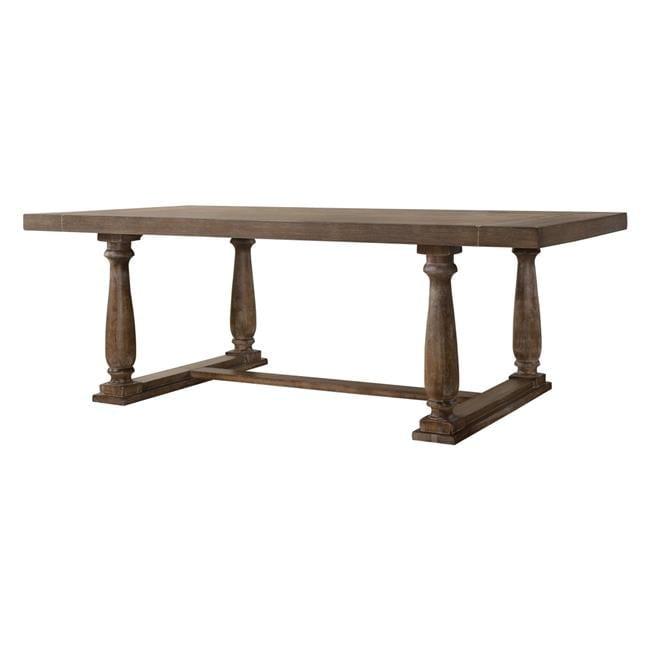 Weathered Oak Rectangular Dining Table with Trestle Base