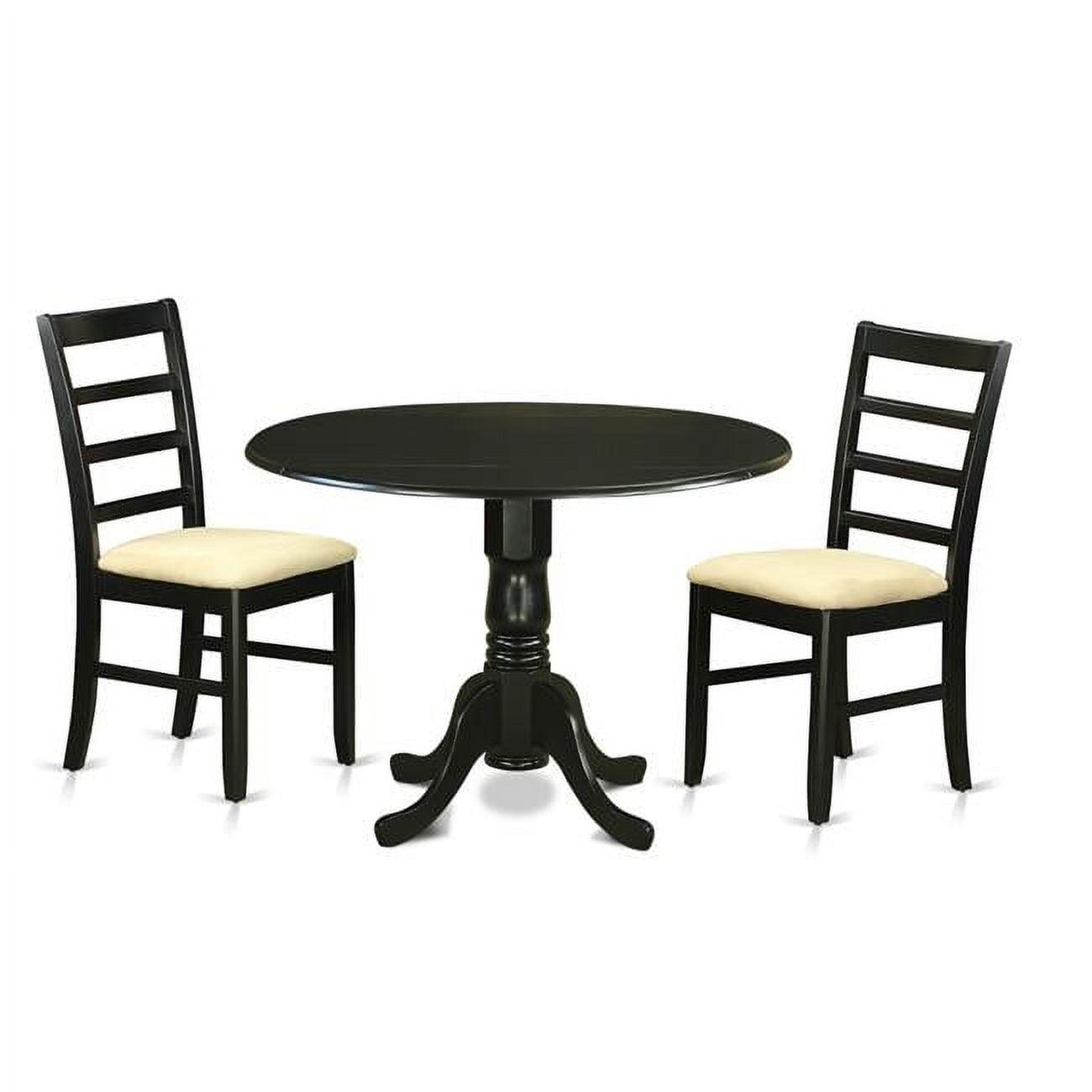 Dining Table Set - Dining Room Table & 2 Chairs, Black - 3 Piece