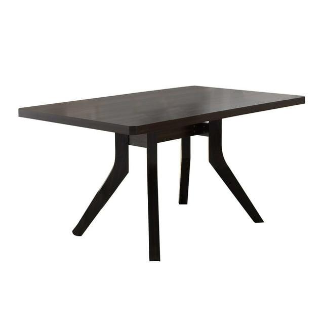 Dining Table with Wooden Top and Angled Legs Brown