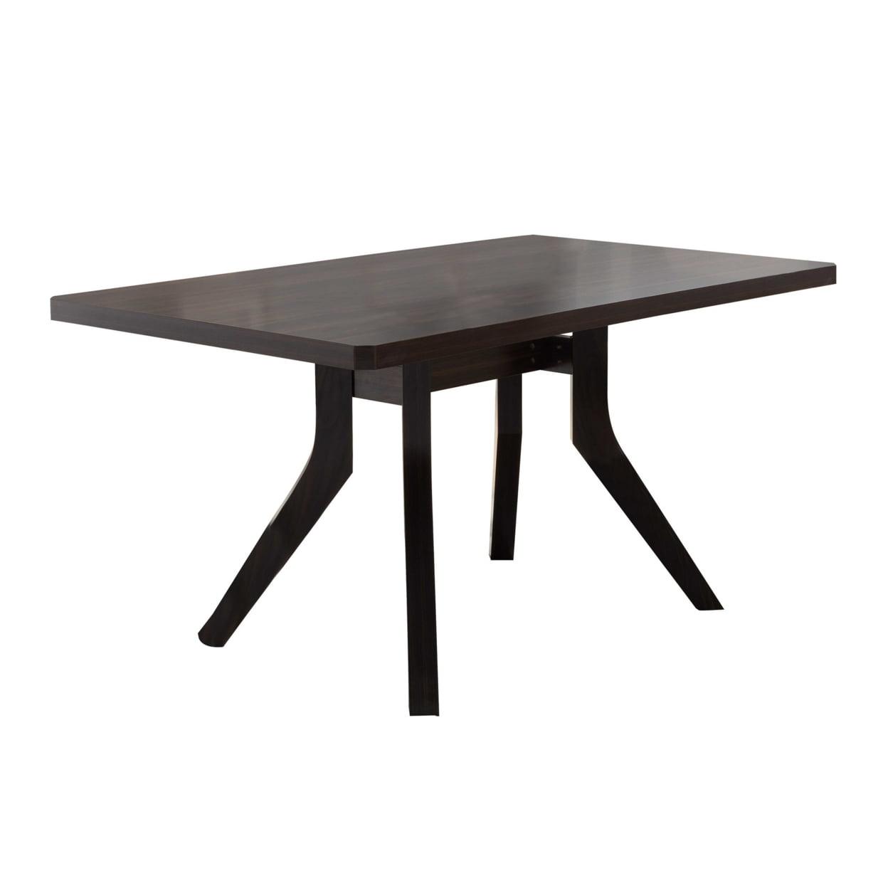 Dining Table with Wooden Top and Angled Legs, Brown - Saltoro Sherpi