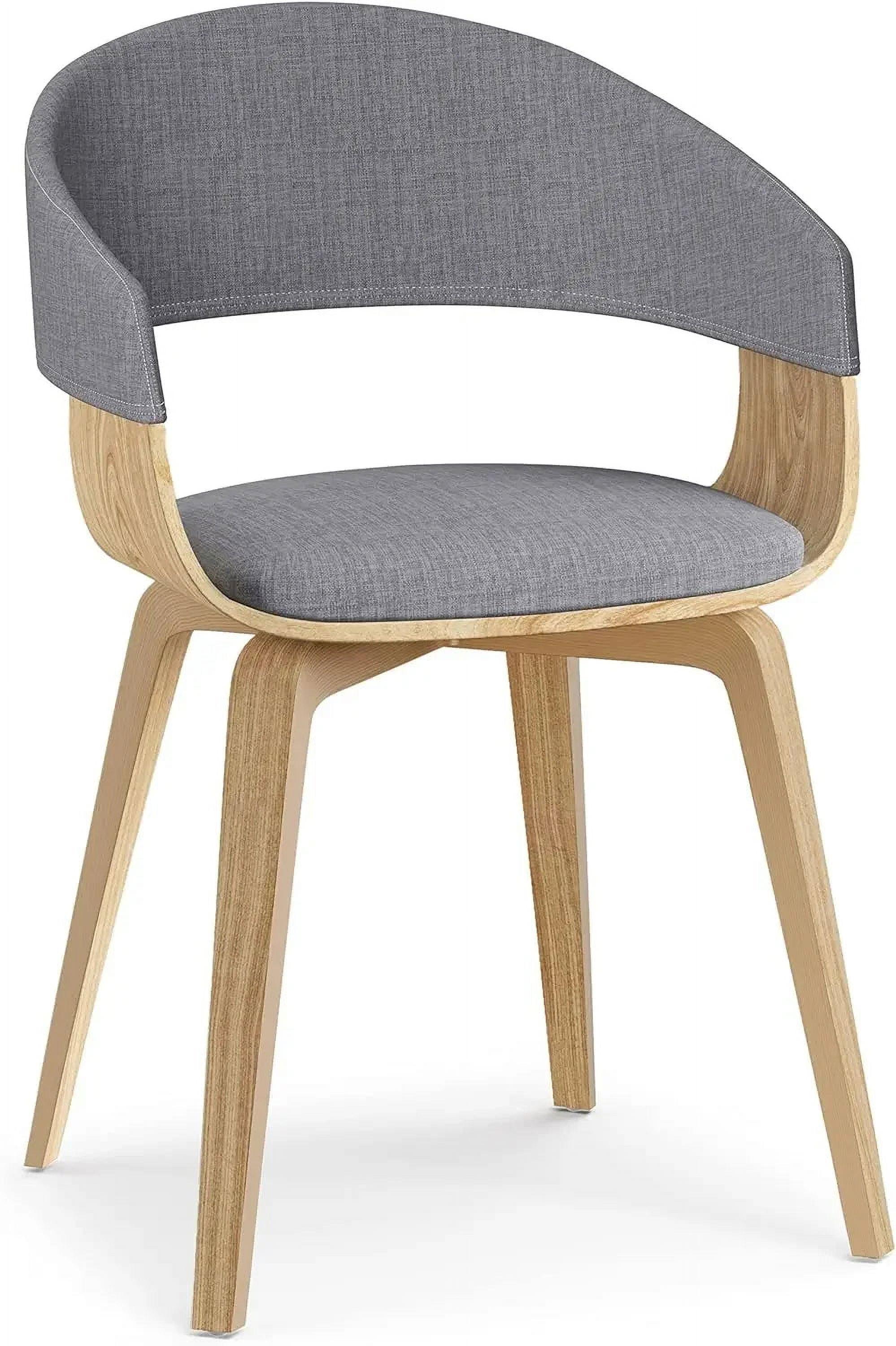 Elegant Light Grey Linen Upholstered Dining Chair with Light Wood Legs